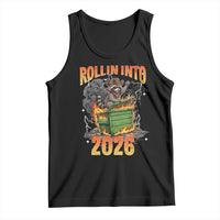 Dumpster Fire Raccoon Meme for Surviving 2025 Tank Top Rollin Into 2026 Trash Panda Energy - Wonder Print Shop