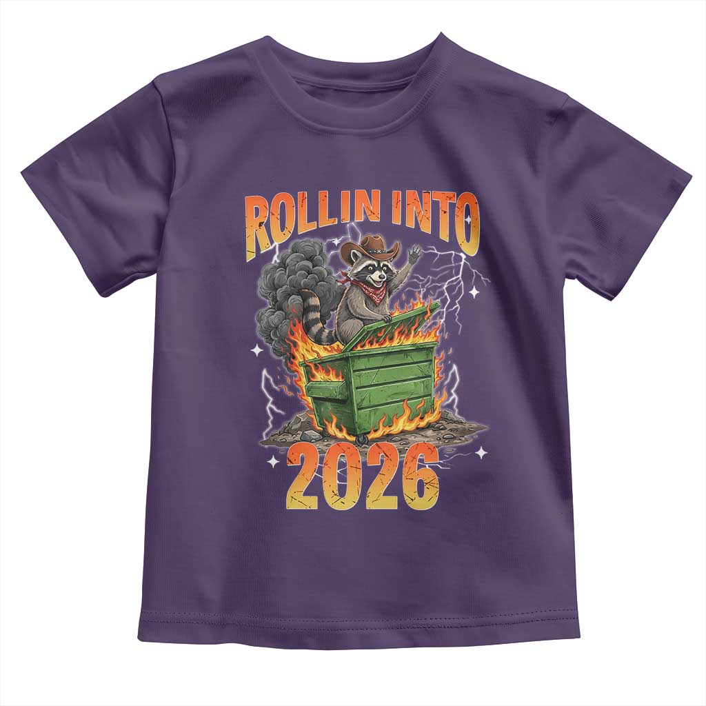 Dumpster Fire Raccoon Meme for Surviving 2025 Toddler T Shirt Rollin Into 2026 Trash Panda Energy - Wonder Print Shop