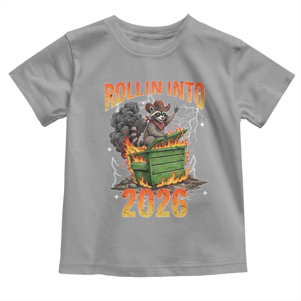 Dumpster Fire Raccoon Meme for Surviving 2025 Toddler T Shirt Rollin Into 2026 Trash Panda Energy - Wonder Print Shop