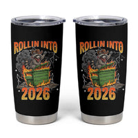 Dumpster Fire Raccoon Meme for Surviving 2025 Tumbler Cup Rollin Into 2026 Trash Panda Energy - Wonder Print Shop