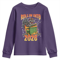 Dumpster Fire Raccoon Meme for Surviving 2025 Youth Sweatshirt Rollin Into 2026 Trash Panda Energy - Wonder Print Shop
