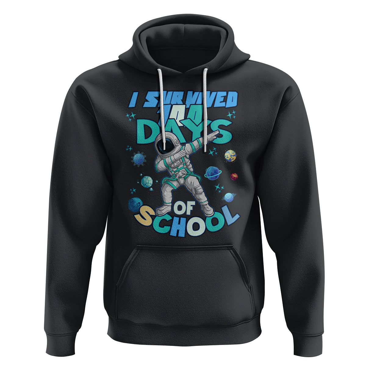 100 Days of School Astronaut Hoodie Outer Space Dabbing I Survived - Wonder Print Shop