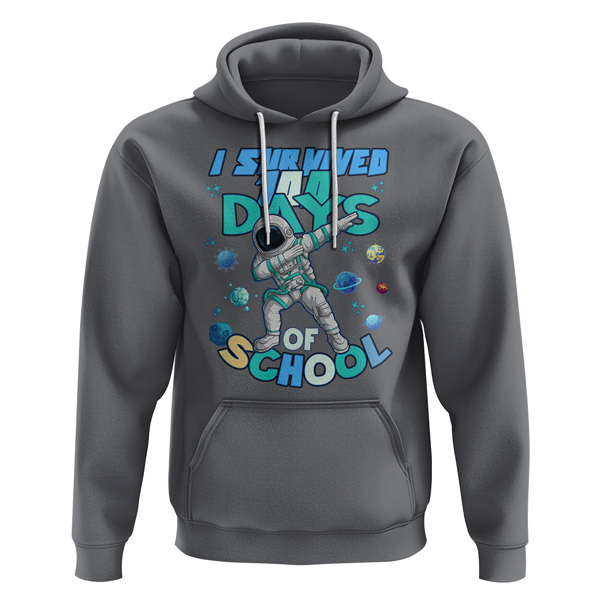 100 Days of School Astronaut Hoodie Outer Space Dabbing I Survived - Wonder Print Shop