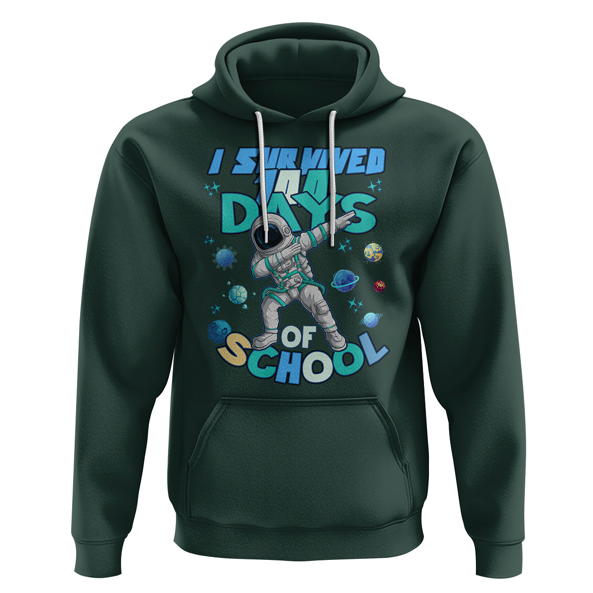 100 Days of School Astronaut Hoodie Outer Space Dabbing I Survived - Wonder Print Shop