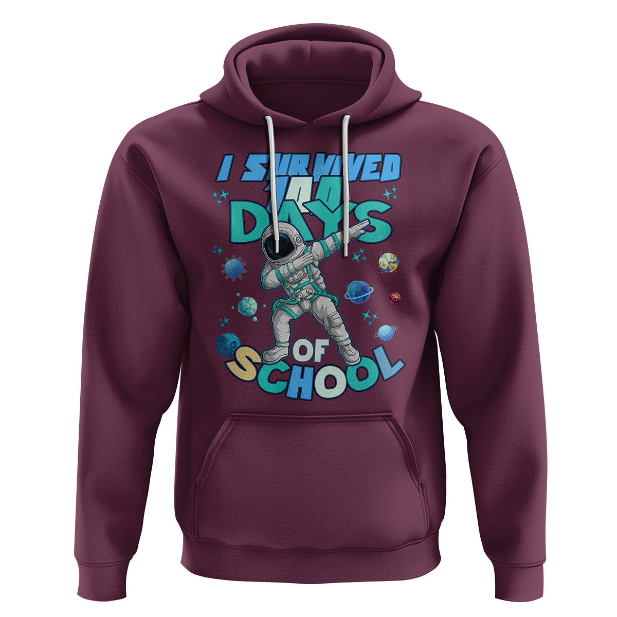 100 Days of School Astronaut Hoodie Outer Space Dabbing I Survived - Wonder Print Shop