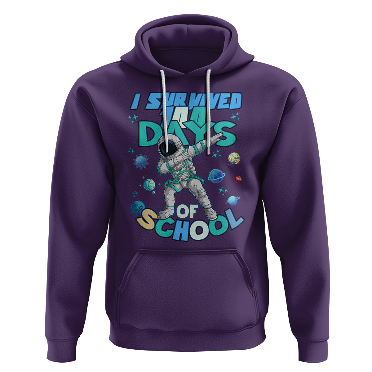 100 Days of School Astronaut Hoodie Outer Space Dabbing I Survived - Wonder Print Shop