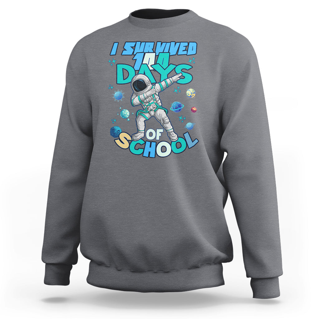 100 Days of School Astronaut Sweatshirt Outer Space Dabbing I Survived - Wonder Print Shop