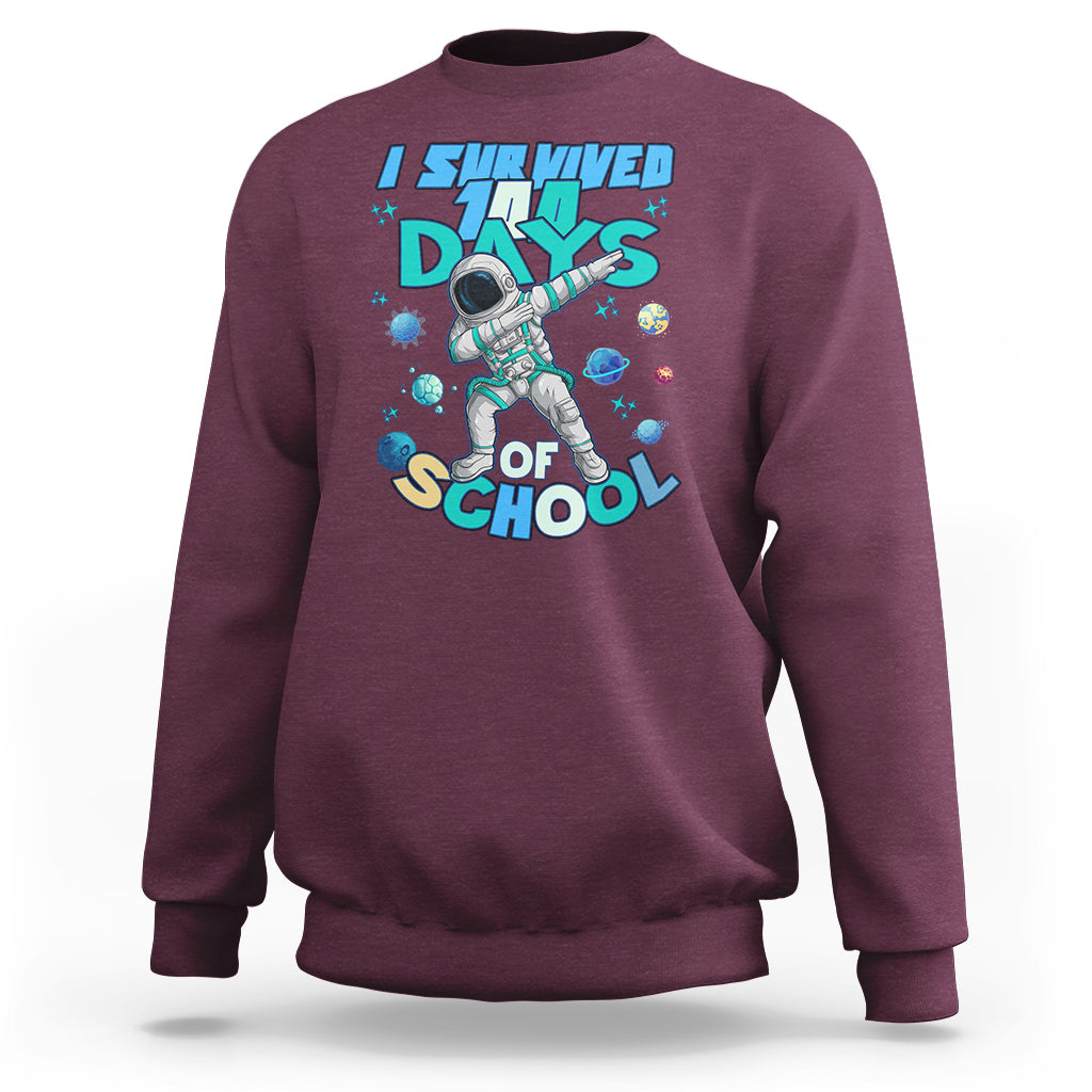 100 Days of School Astronaut Sweatshirt Outer Space Dabbing I Survived - Wonder Print Shop