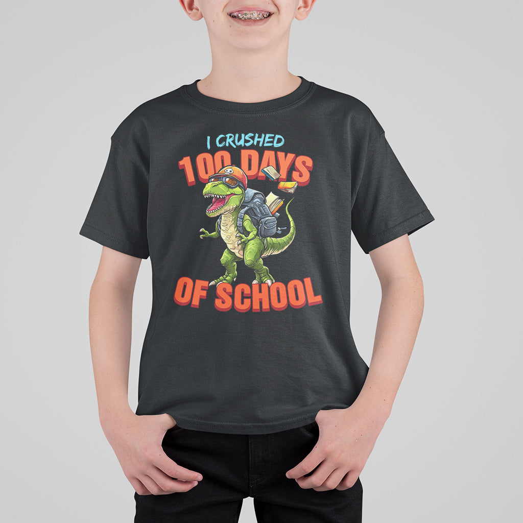 100 Days of School Dinosaur T Shirt For Kid I Crushed - Wonder Print Shop