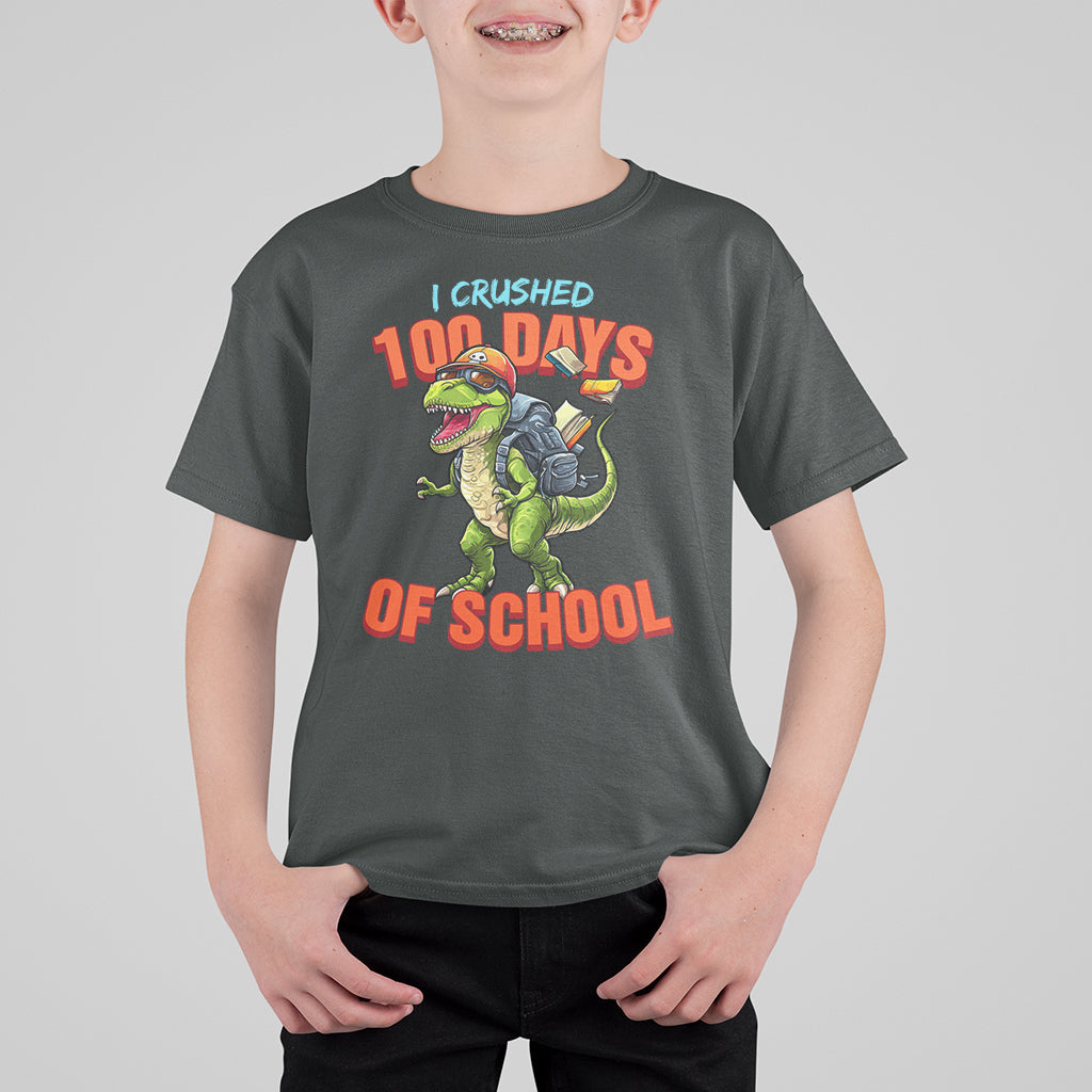 100 Days of School Dinosaur T Shirt For Kid I Crushed - Wonder Print Shop