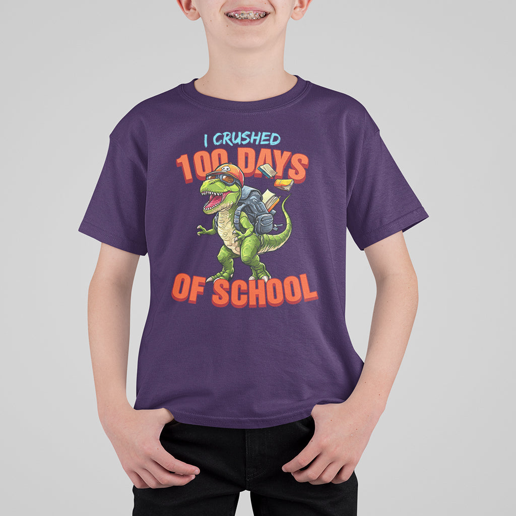 100 Days of School Dinosaur T Shirt For Kid I Crushed - Wonder Print Shop