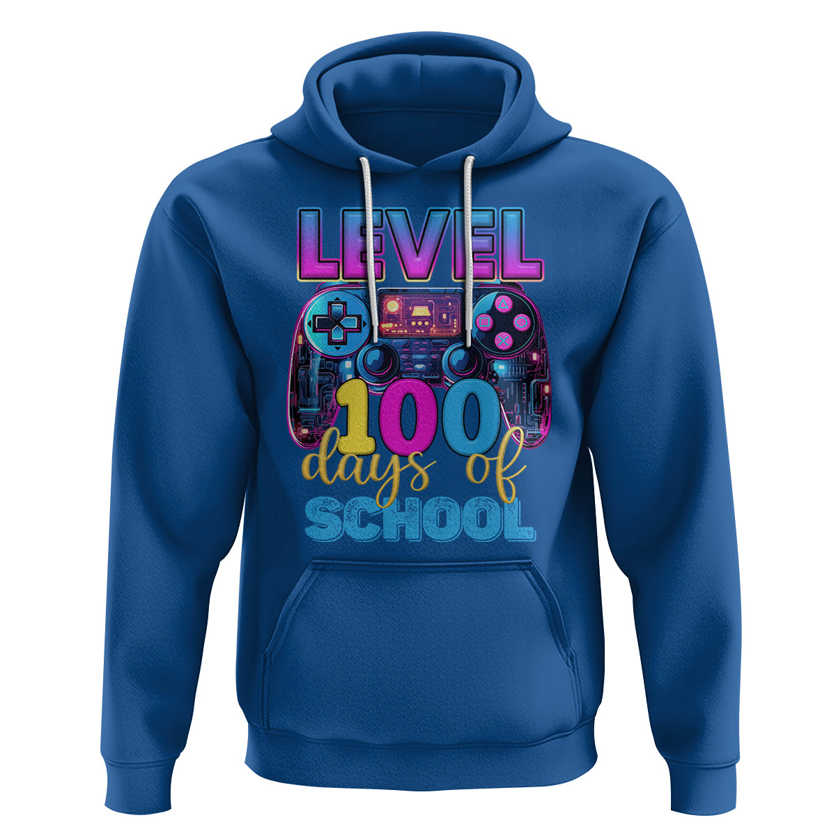 100 Days of School Gamer Hoodie Level 100 Unlocked Neon Game Controller - Wonder Print Shop