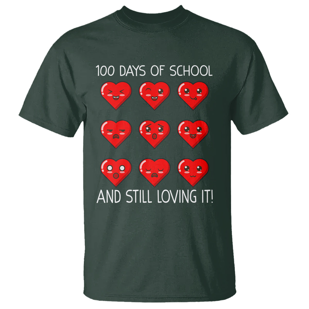 100 Days of School T Shirt Still Loving It Cute Hearts - Wonder Print Shop
