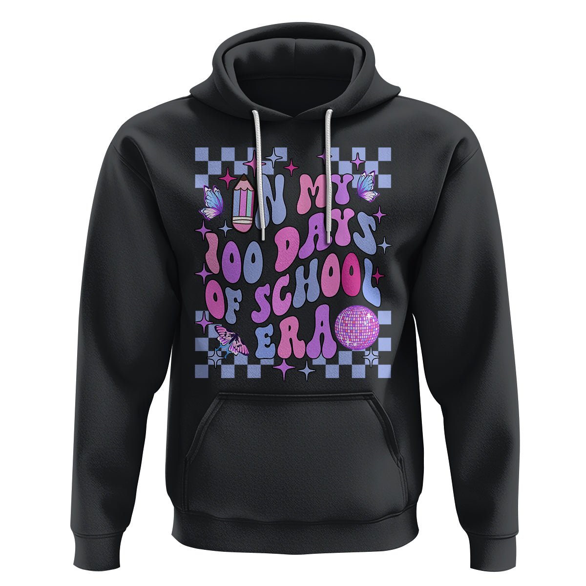 In My 100 Days of School Era Hoodie Retro Groovy - Wonder Print Shop