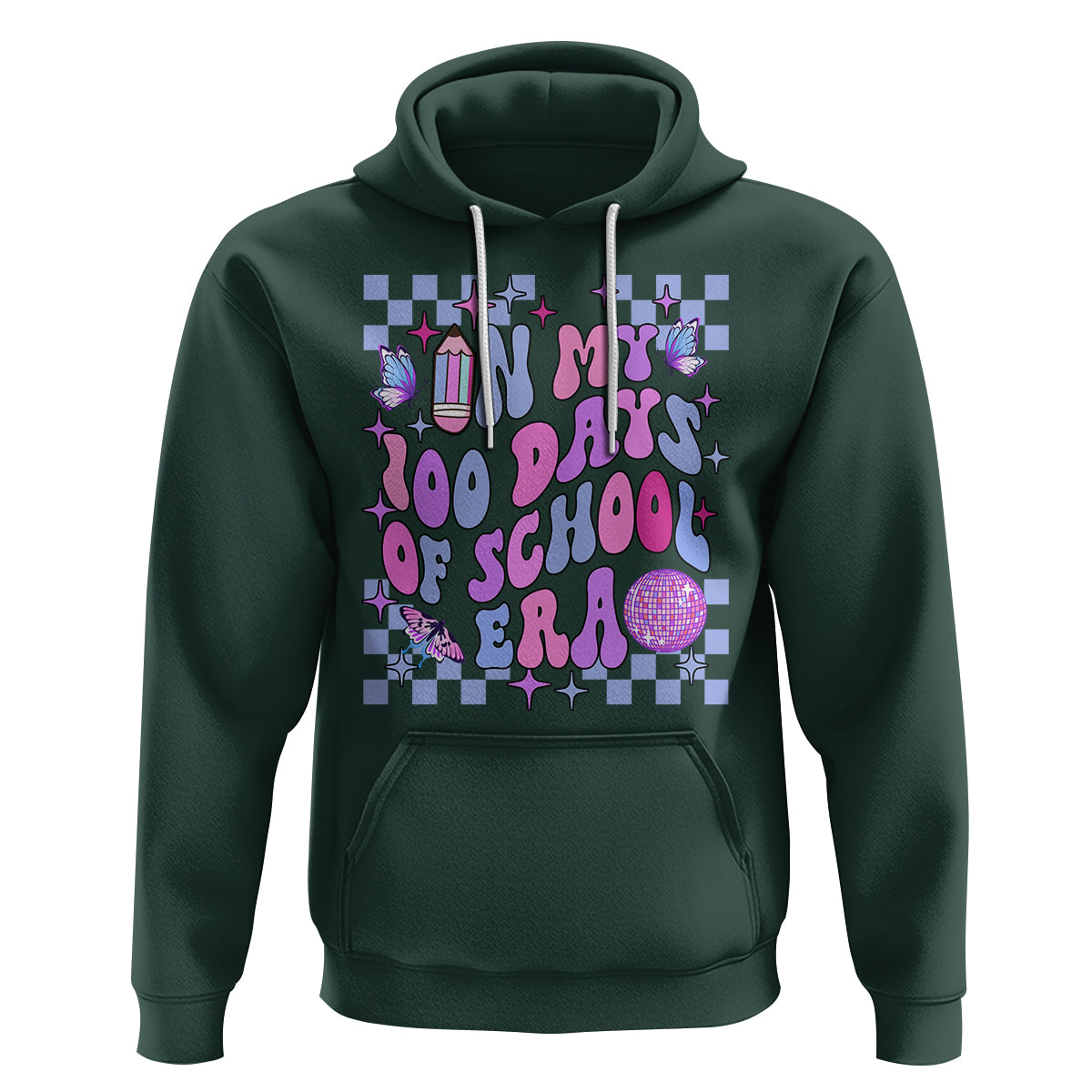 In My 100 Days of School Era Hoodie Retro Groovy - Wonder Print Shop