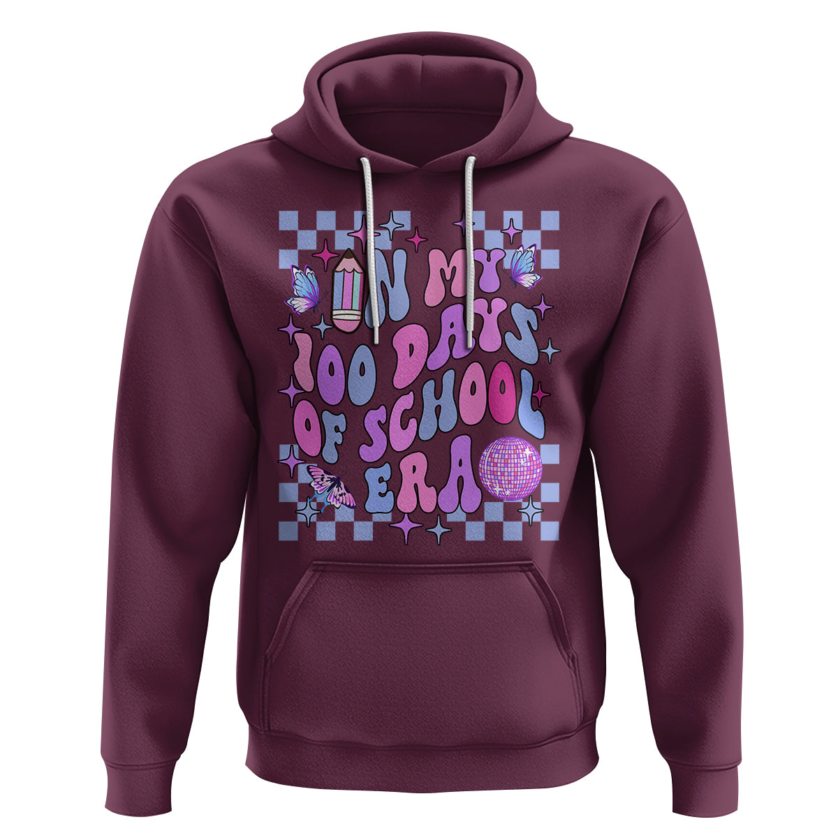 In My 100 Days of School Era Hoodie Retro Groovy - Wonder Print Shop