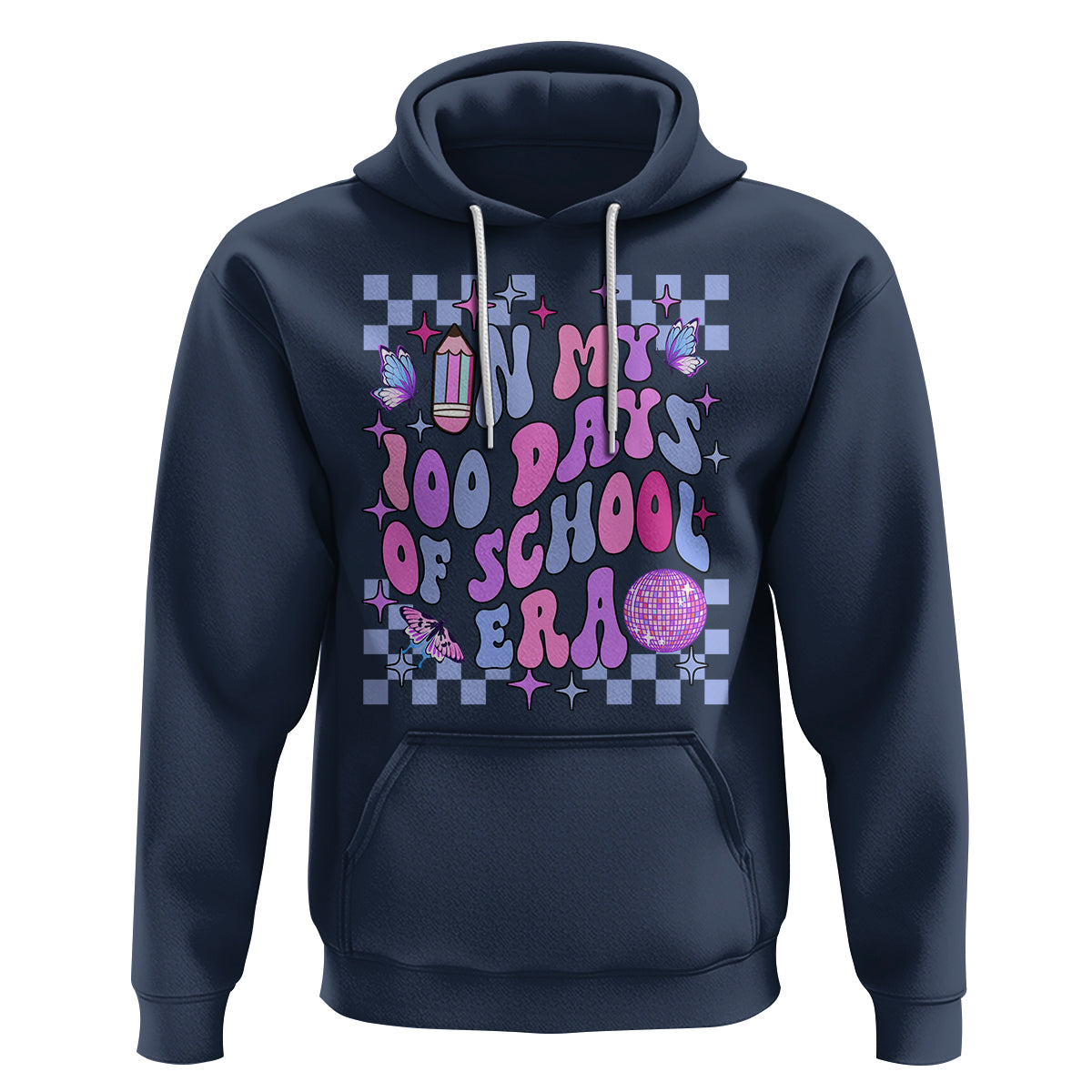In My 100 Days of School Era Hoodie Retro Groovy - Wonder Print Shop