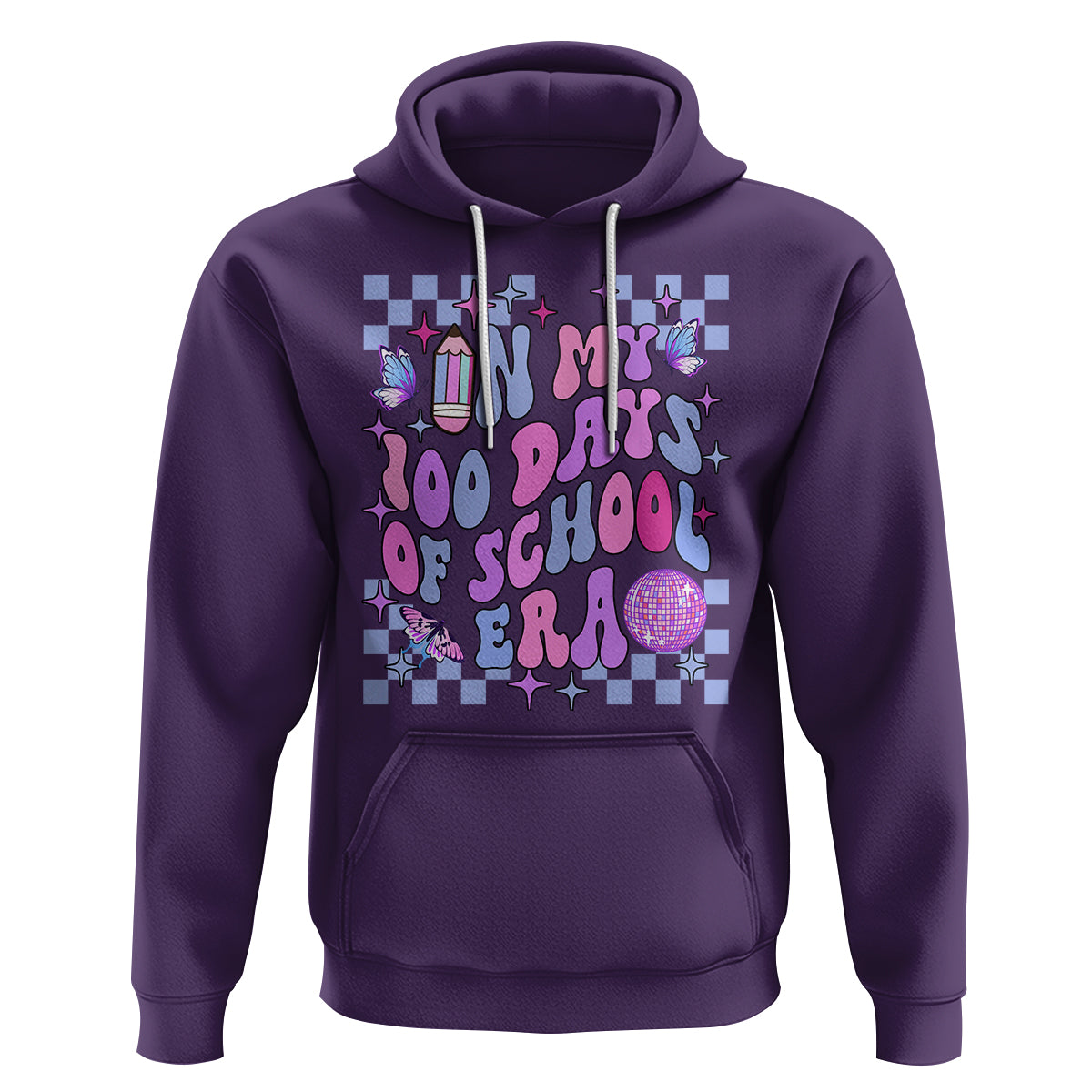 In My 100 Days of School Era Hoodie Retro Groovy - Wonder Print Shop