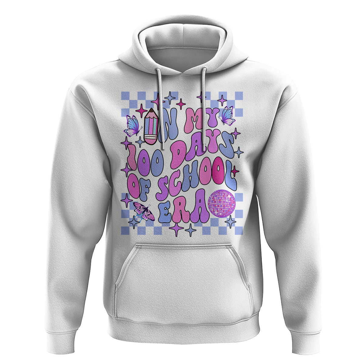 In My 100 Days of School Era Hoodie Retro Groovy - Wonder Print Shop