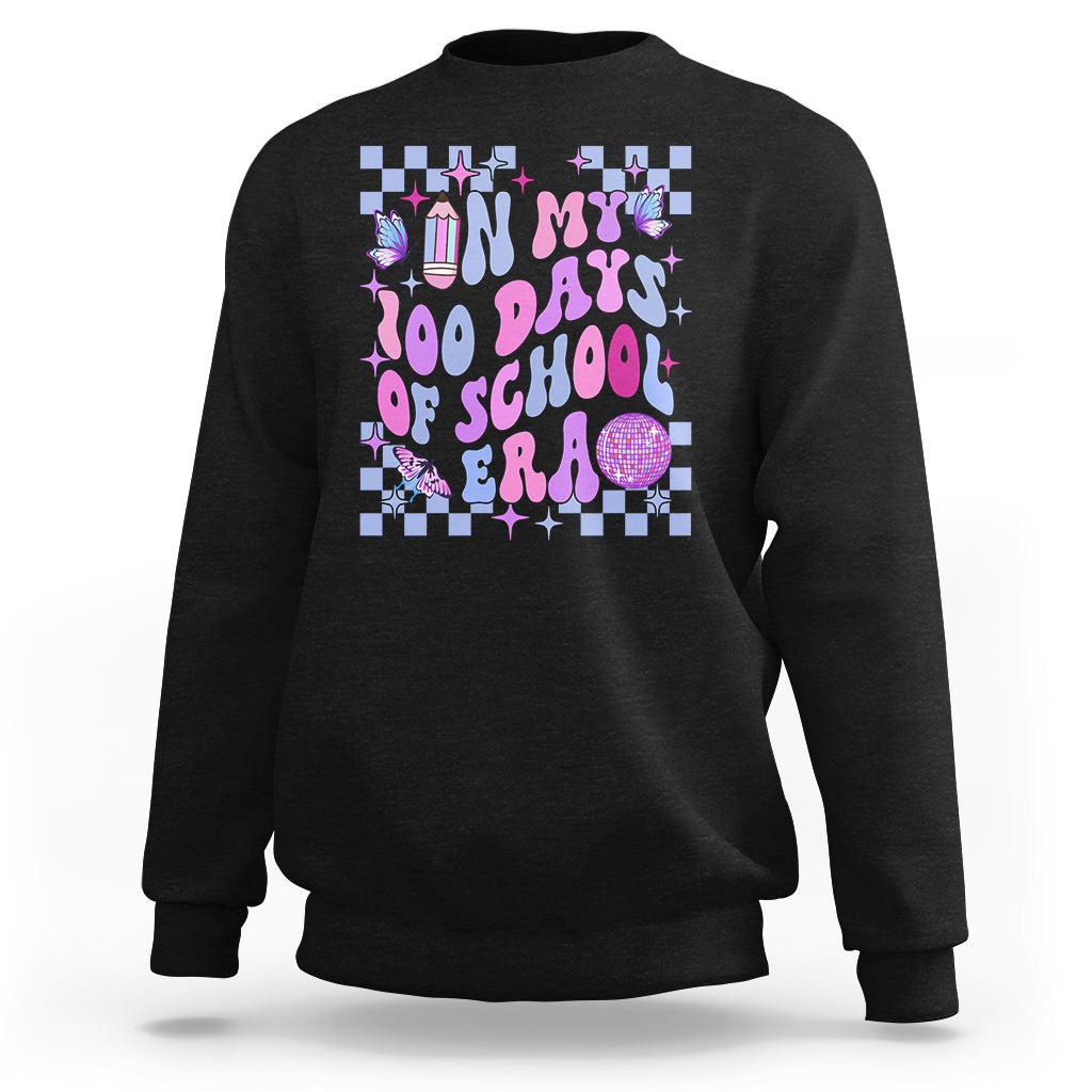 In My 100 Days of School Era Sweatshirt Retro Groovy - Wonder Print Shop