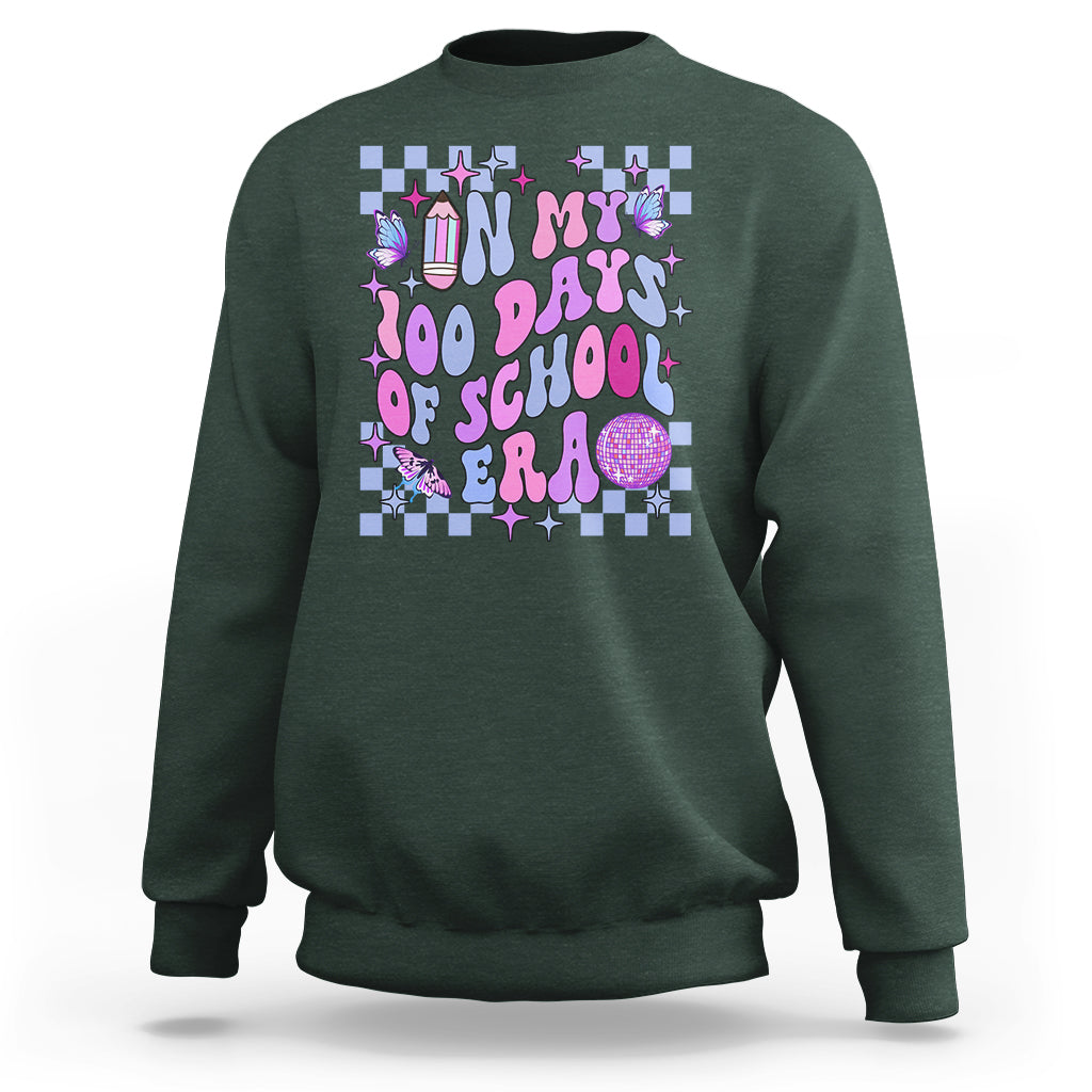 In My 100 Days of School Era Sweatshirt Retro Groovy - Wonder Print Shop