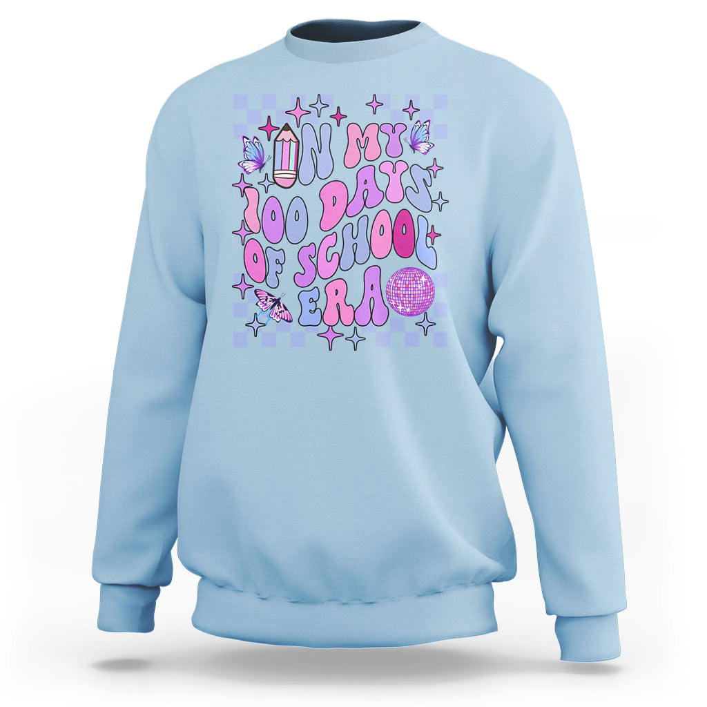 In My 100 Days of School Era Sweatshirt Retro Groovy - Wonder Print Shop