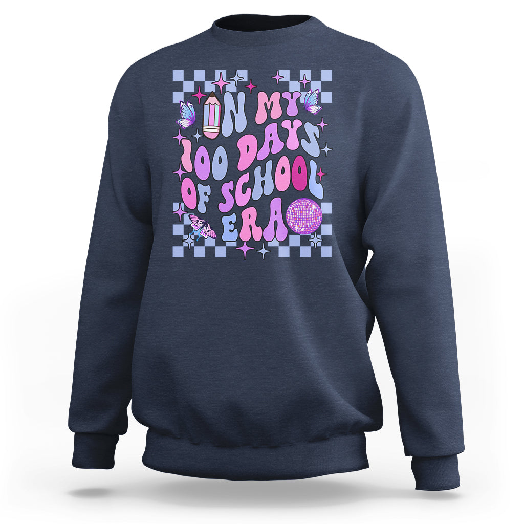 In My 100 Days of School Era Sweatshirt Retro Groovy - Wonder Print Shop