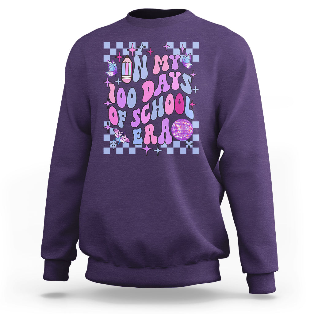 In My 100 Days of School Era Sweatshirt Retro Groovy - Wonder Print Shop