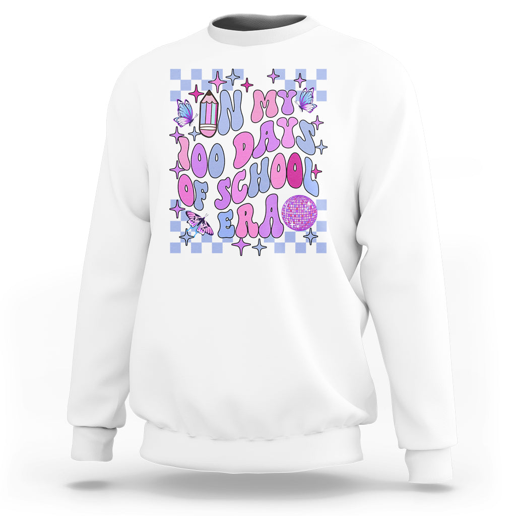 In My 100 Days of School Era Sweatshirt Retro Groovy - Wonder Print Shop