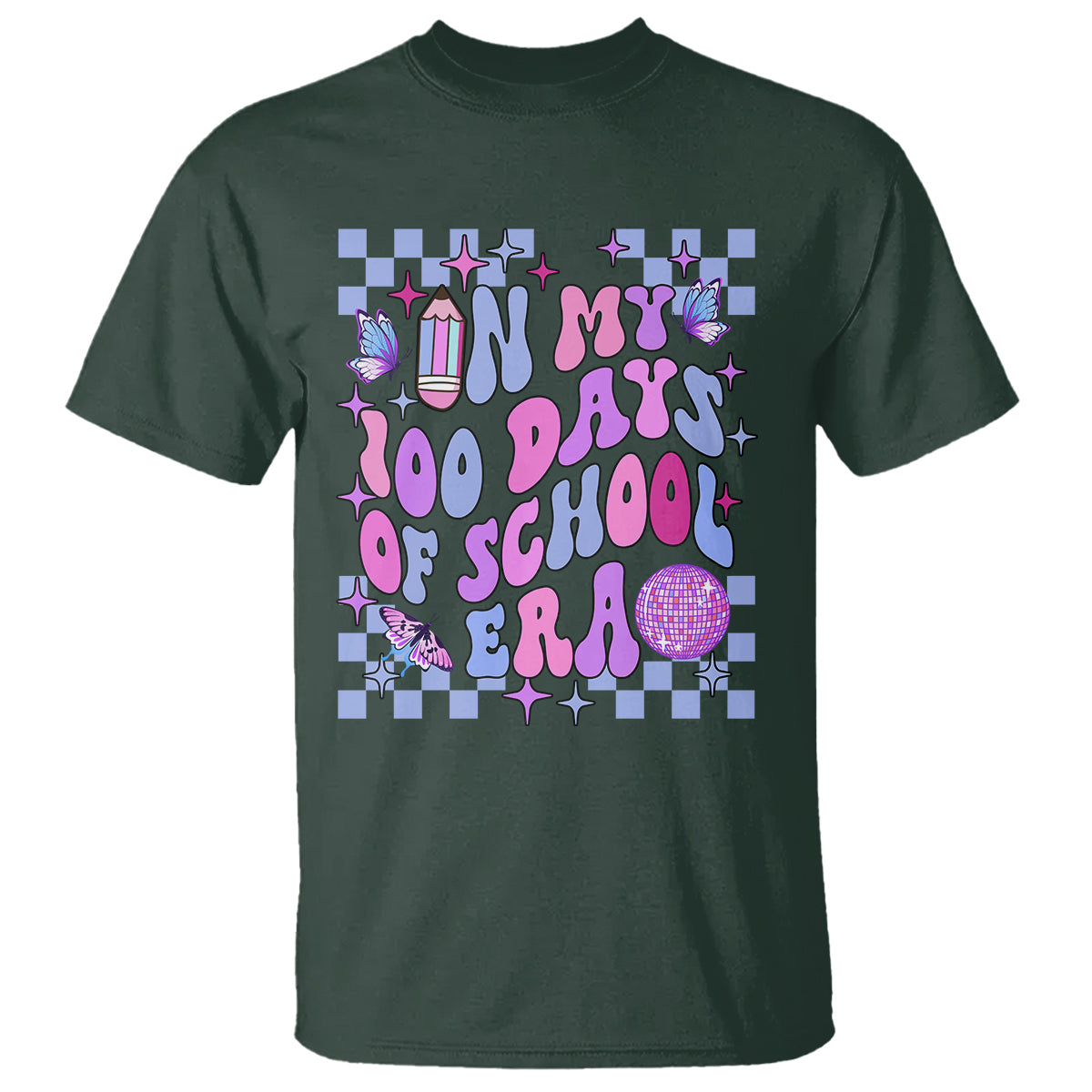 In My 100 Days of School Era T Shirt Retro Groovy - Wonder Print Shop
