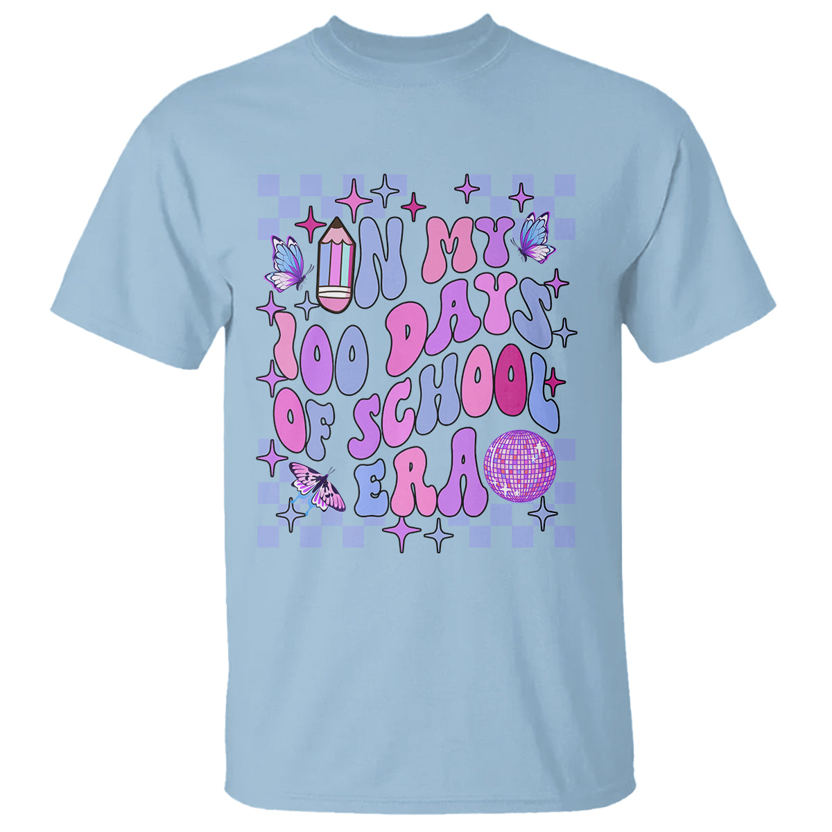 In My 100 Days of School Era T Shirt Retro Groovy - Wonder Print Shop