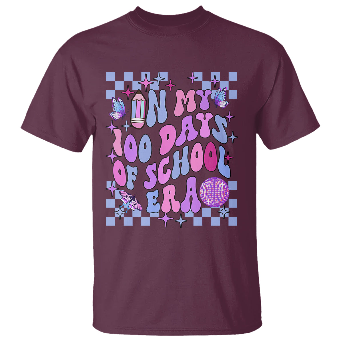 In My 100 Days of School Era T Shirt Retro Groovy - Wonder Print Shop