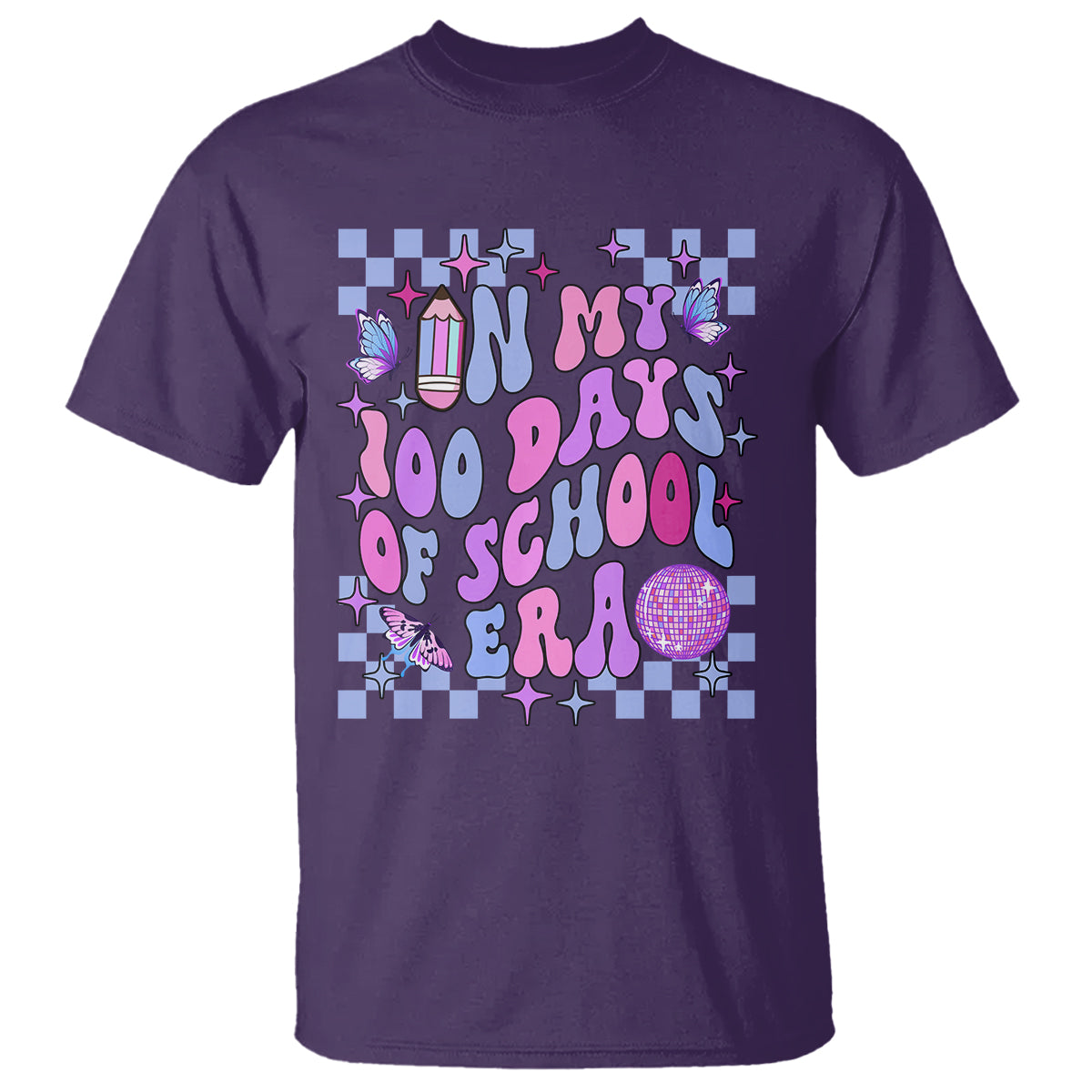 In My 100 Days of School Era T Shirt Retro Groovy - Wonder Print Shop