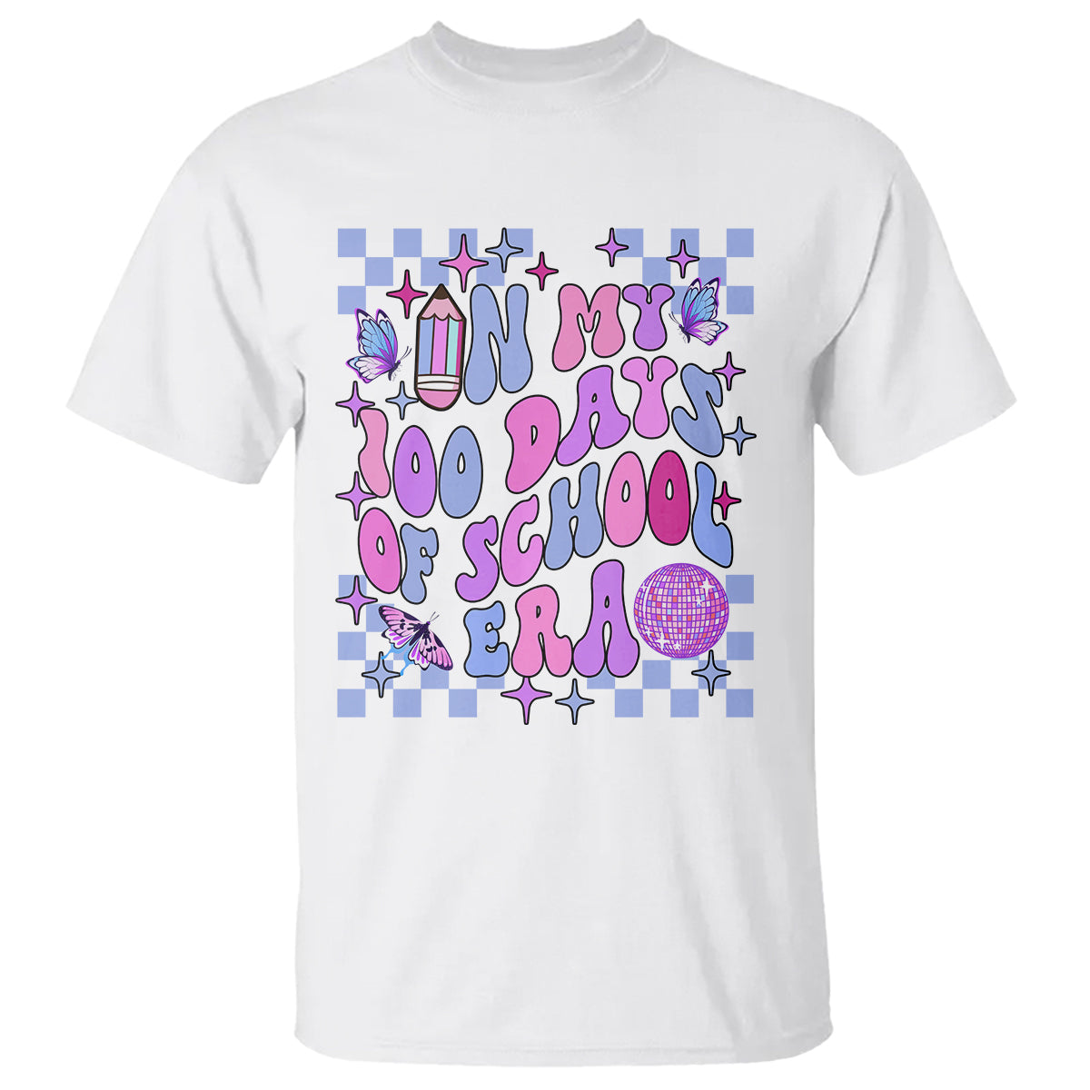 In My 100 Days of School Era T Shirt Retro Groovy - Wonder Print Shop