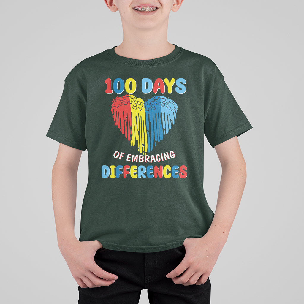 100 Days of School IEP T Shirt For Kid Embrace Differences Neurodiversity Autism ADHD Awareness - Wonder Print Shop