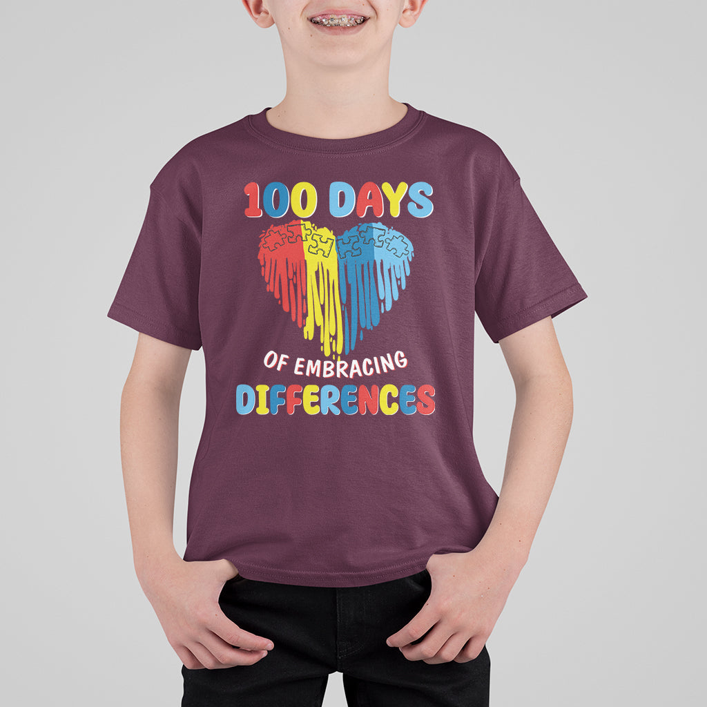 100 Days of School IEP T Shirt For Kid Embrace Differences Neurodiversity Autism ADHD Awareness - Wonder Print Shop