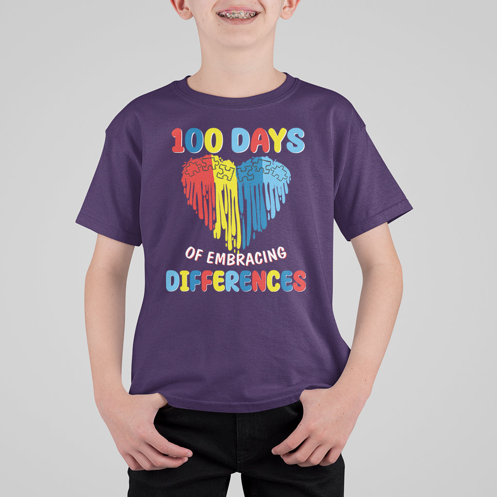 100 Days of School IEP T Shirt For Kid Embrace Differences Neurodiversity Autism ADHD Awareness - Wonder Print Shop