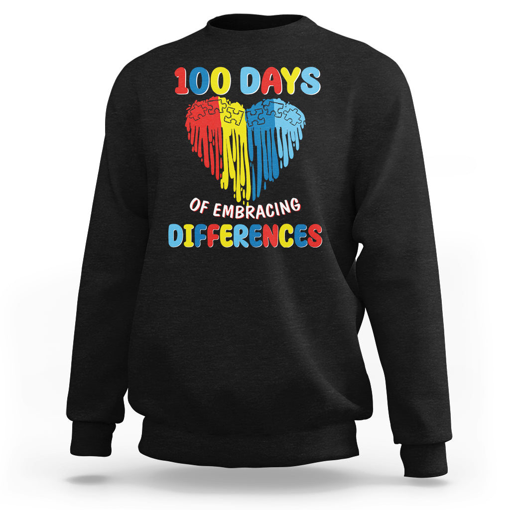 100 Days of School IEP Sweatshirt Embrace Differences Neurodiversity Autism ADHD Awareness - Wonder Print Shop