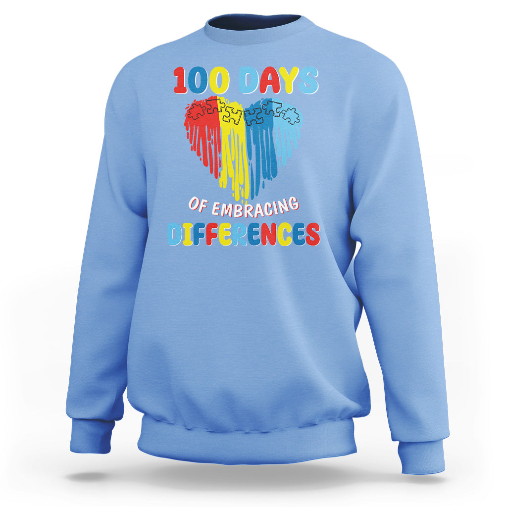 100 Days of School IEP Sweatshirt Embrace Differences Neurodiversity Autism ADHD Awareness - Wonder Print Shop