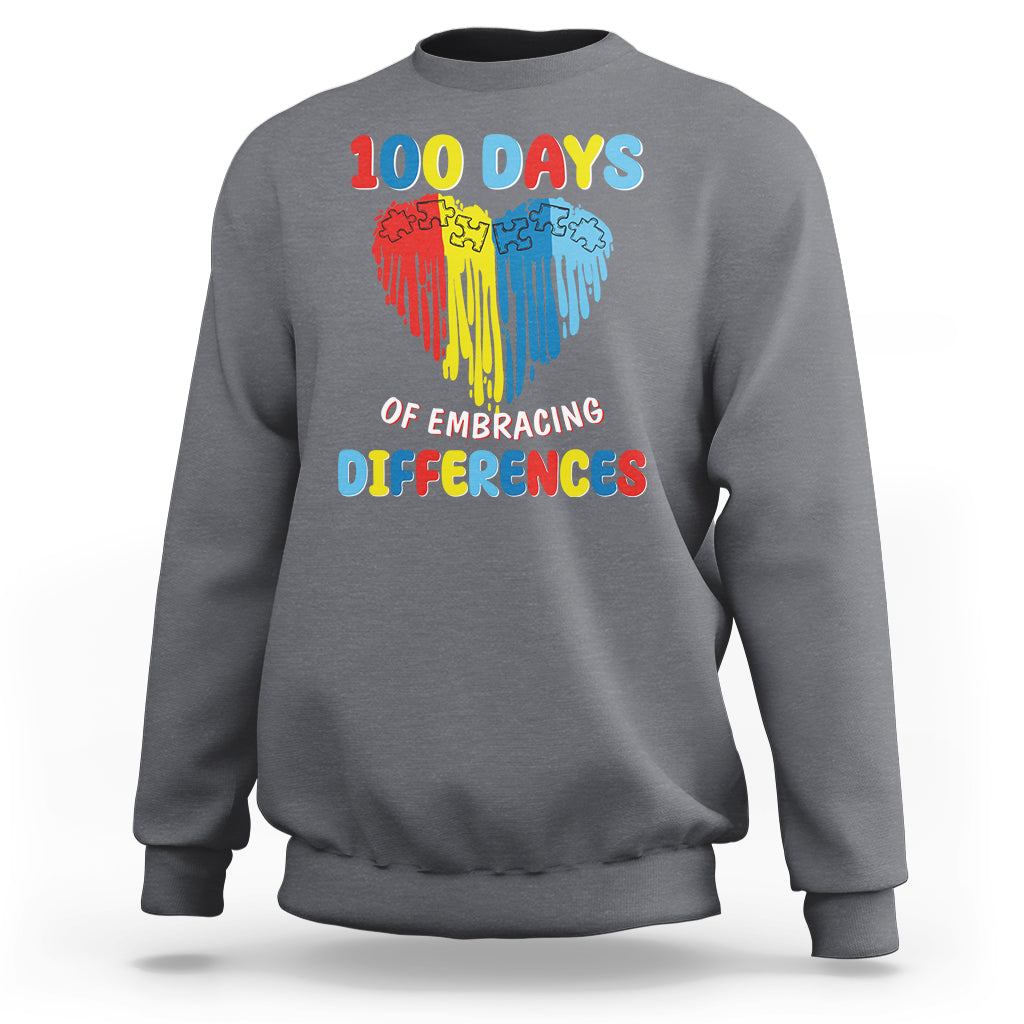 100 Days of School IEP Sweatshirt Embrace Differences Neurodiversity Autism ADHD Awareness - Wonder Print Shop
