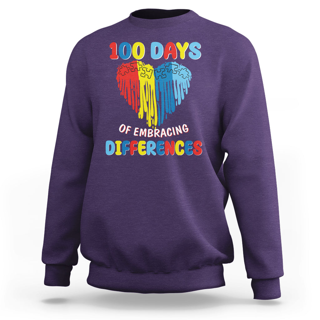 100 Days of School IEP Sweatshirt Embrace Differences Neurodiversity Autism ADHD Awareness - Wonder Print Shop