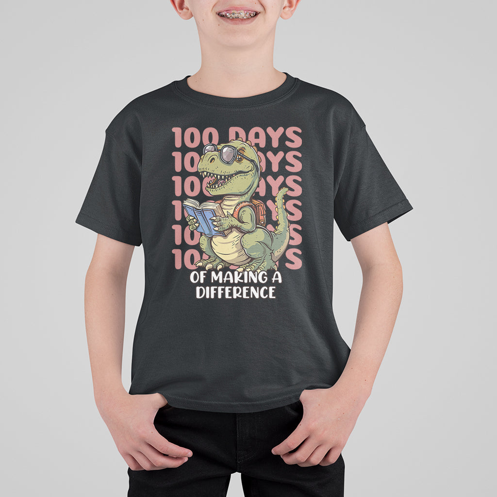 100 Days of School Dinosaur T Shirt For Kid Making A Difference - Wonder Print Shop