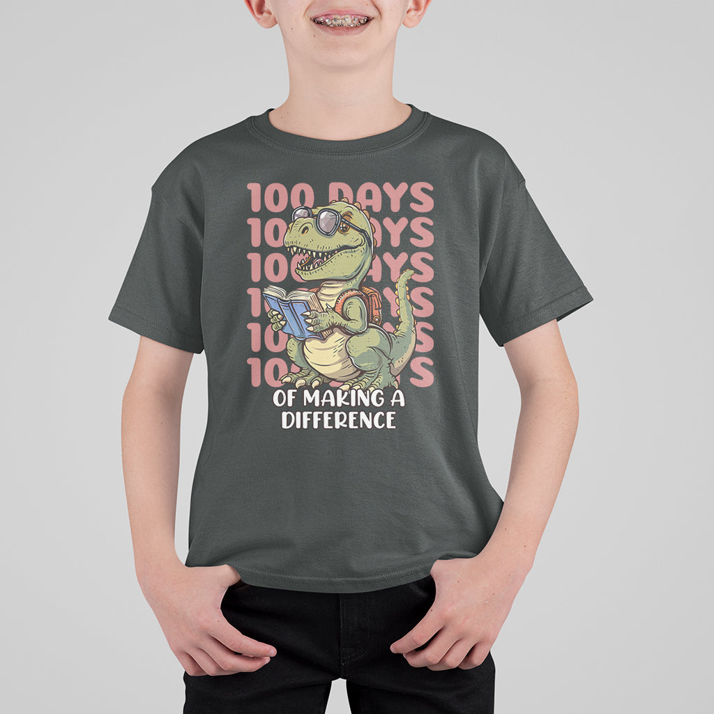 100 Days of School Dinosaur T Shirt For Kid Making A Difference - Wonder Print Shop