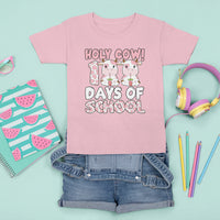 Holy Cow 100 Days of School T Shirt For Kid Cute Pink Dairy Cattle - Wonder Print Shop