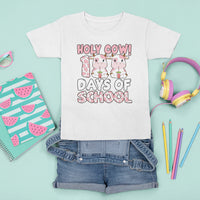 Holy Cow 100 Days of School T Shirt For Kid Cute Pink Dairy Cattle - Wonder Print Shop