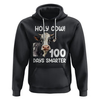 Holy Cow 100 Days of School Hoodie 100 Days Smarter Funny Moo Dairy Cattle - Wonder Print Shop