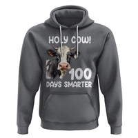 Holy Cow 100 Days of School Hoodie 100 Days Smarter Funny Moo Dairy Cattle - Wonder Print Shop
