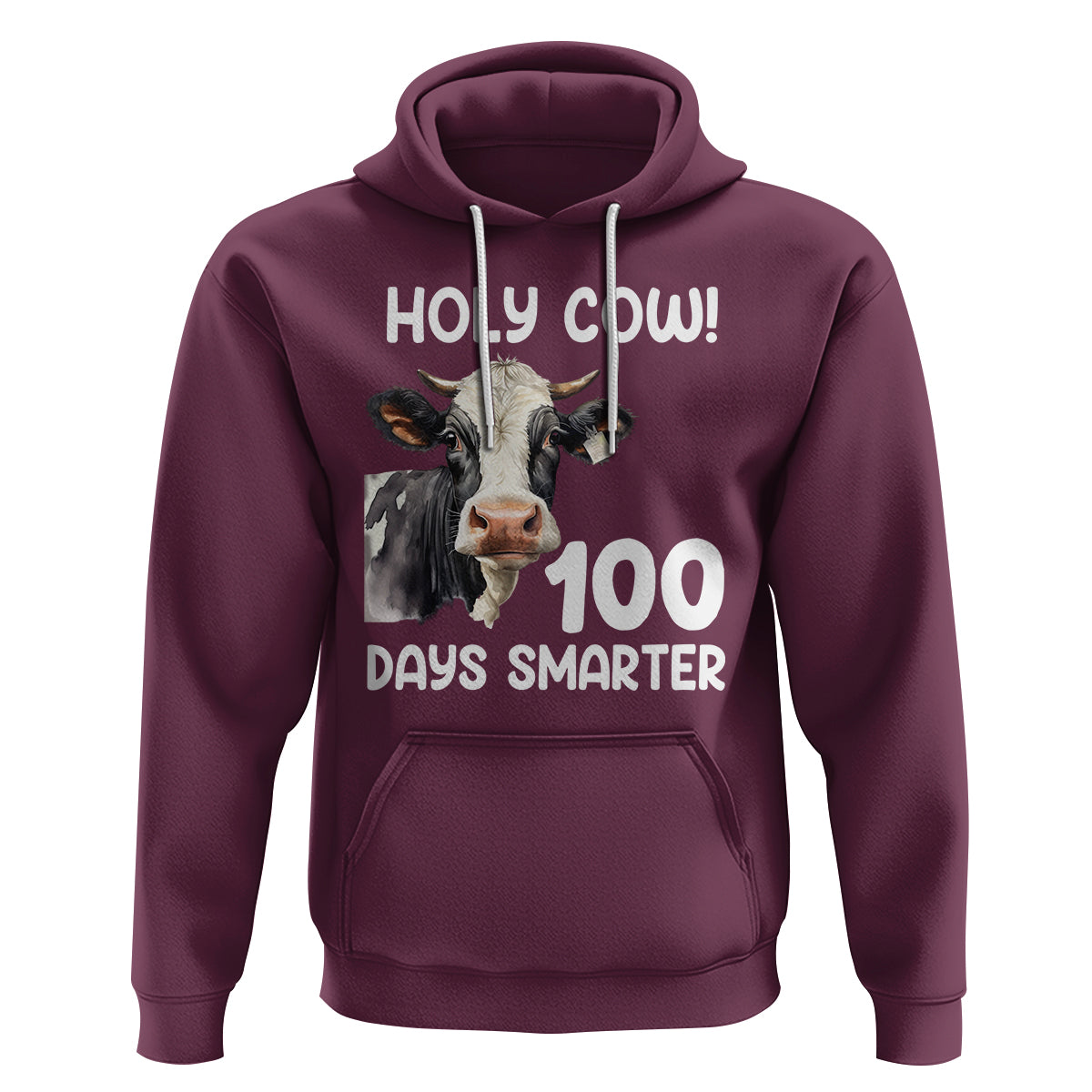Holy Cow 100 Days of School Hoodie 100 Days Smarter Funny Moo Dairy Cattle - Wonder Print Shop