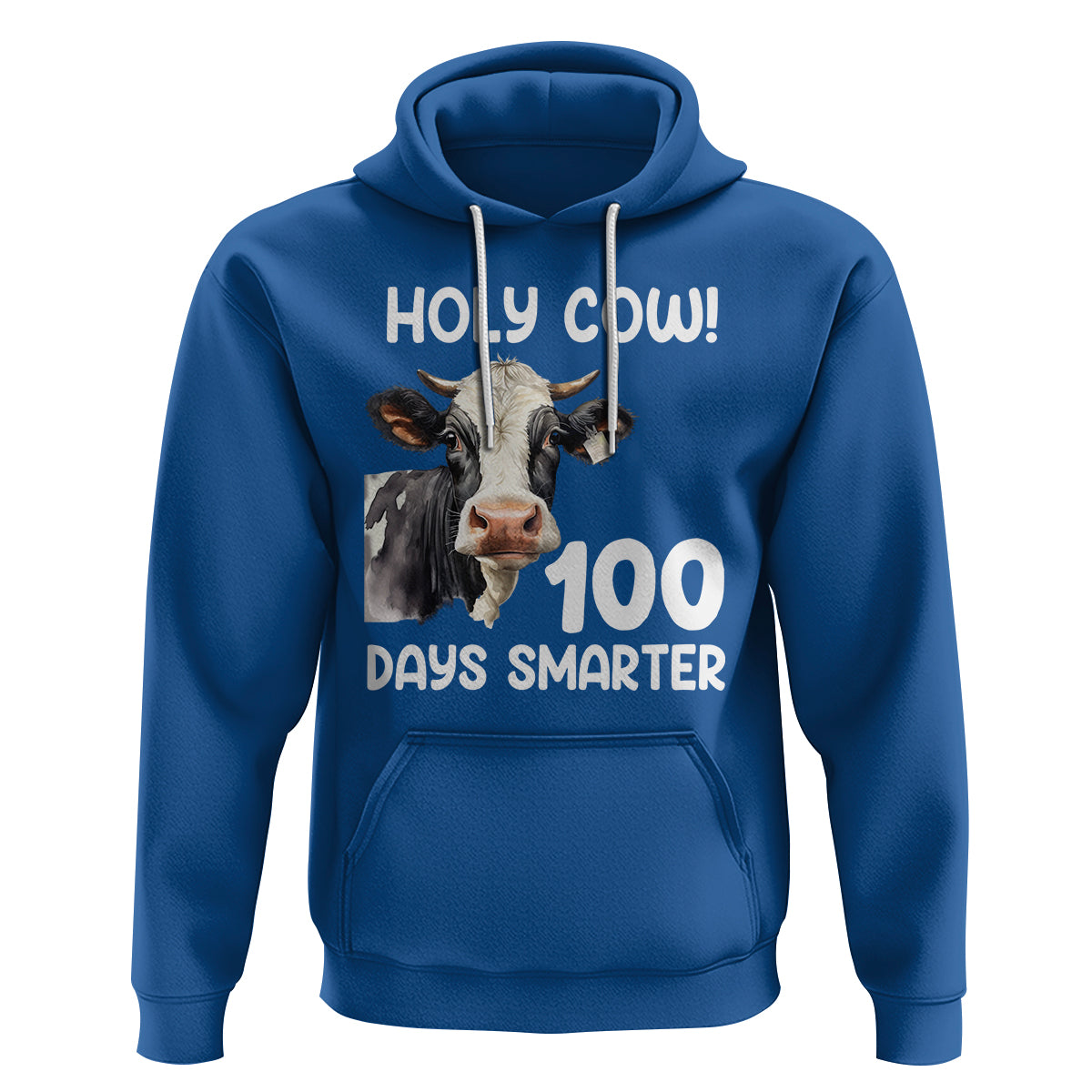 Holy Cow 100 Days of School Hoodie 100 Days Smarter Funny Moo Dairy Cattle - Wonder Print Shop