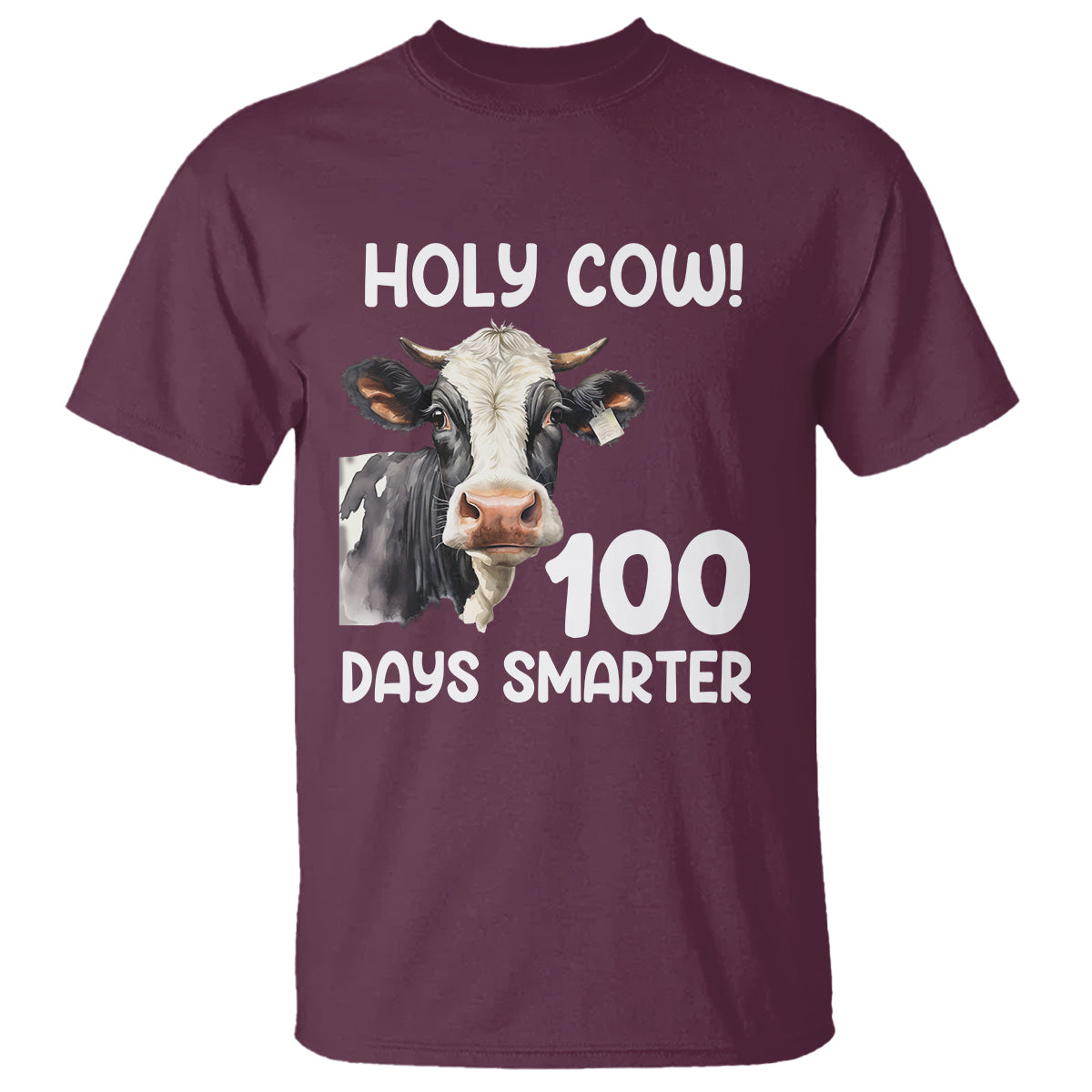 Holy Cow 100 Days of School T Shirt 100 Days Smarter Funny Moo Dairy Cattle - Wonder Print Shop